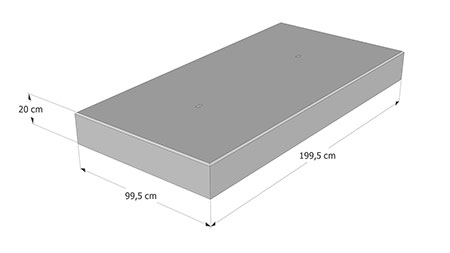 Betonplaat 40 Ton 100 x 200 x 20 cm Glad Wapening constructief