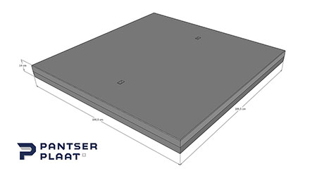 Pantserplaat 20 Ton 200 x 200 x 14 cm Glad Wapening constructief